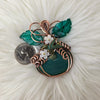 Dyed Green Agate Pumpkin Pendant In Copper