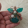 Dyed Green Agate Pumpkin Pendant In Copper
