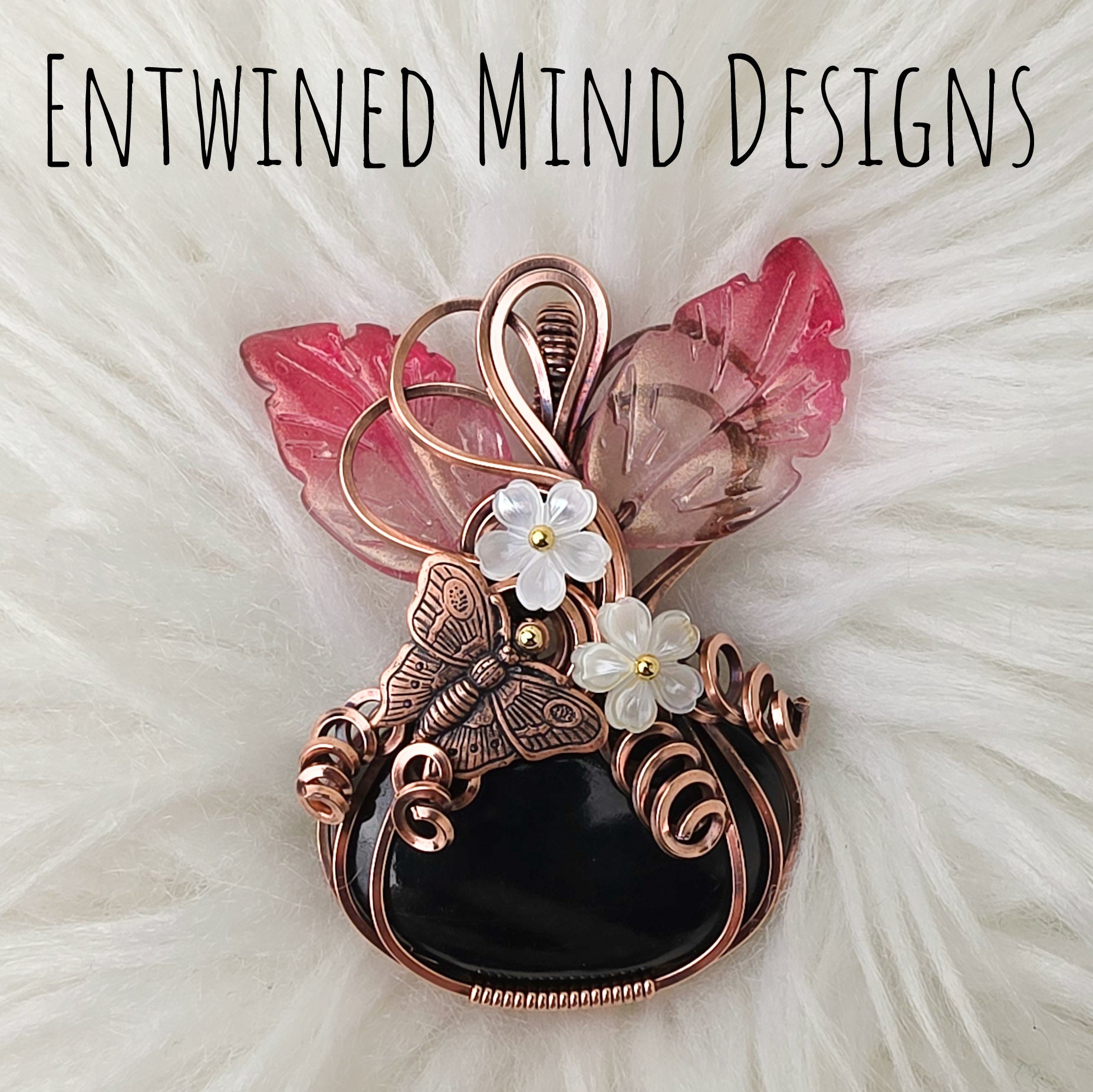Black Tourmaline Pumpkin Pendant In Copper