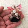 Black Tourmaline Pumpkin Pendant In Copper