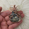 Moss Agate Pumpkin Pendant In Copper