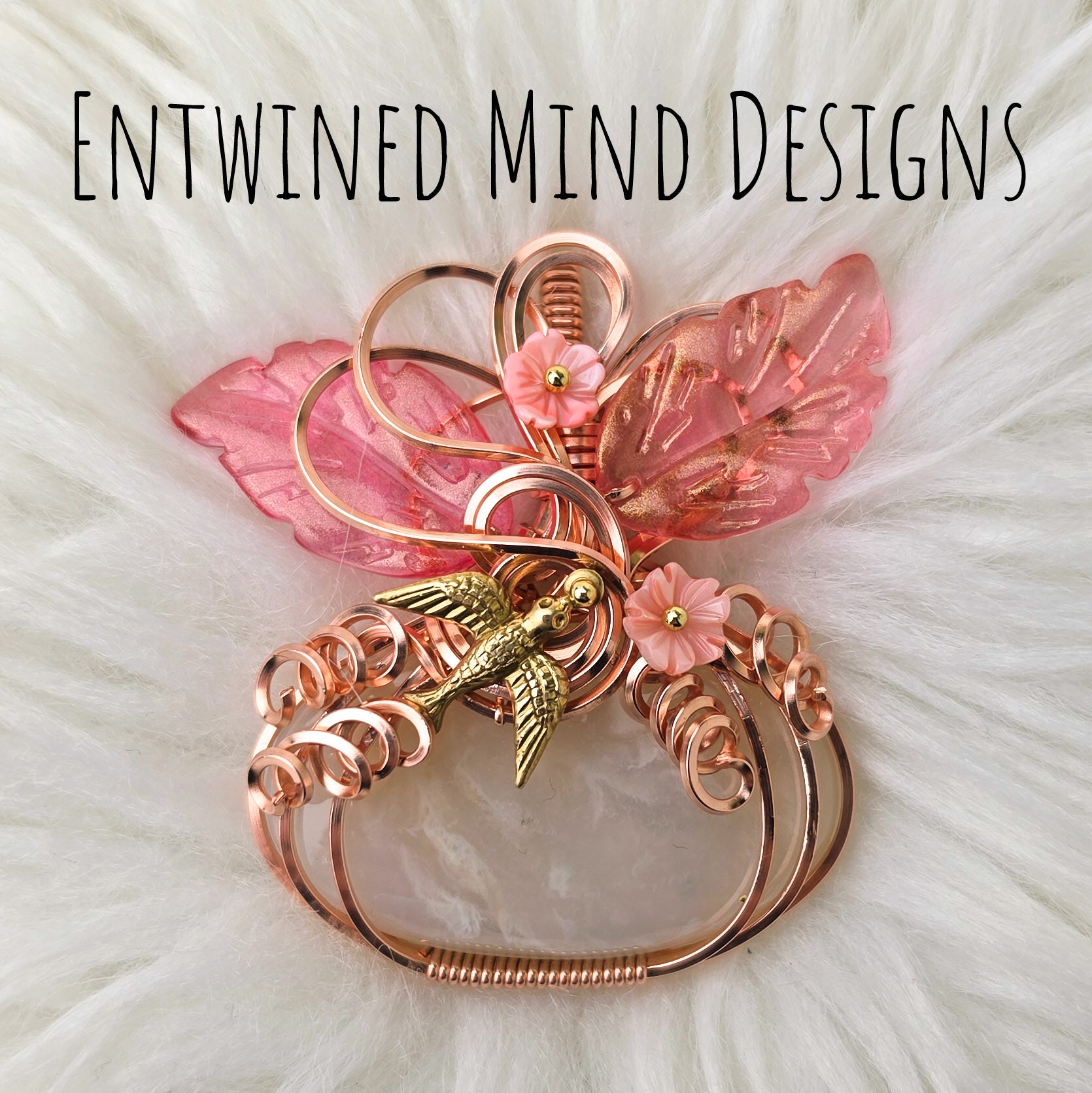 Plume Agate Pumpkin Pendant In Copper
