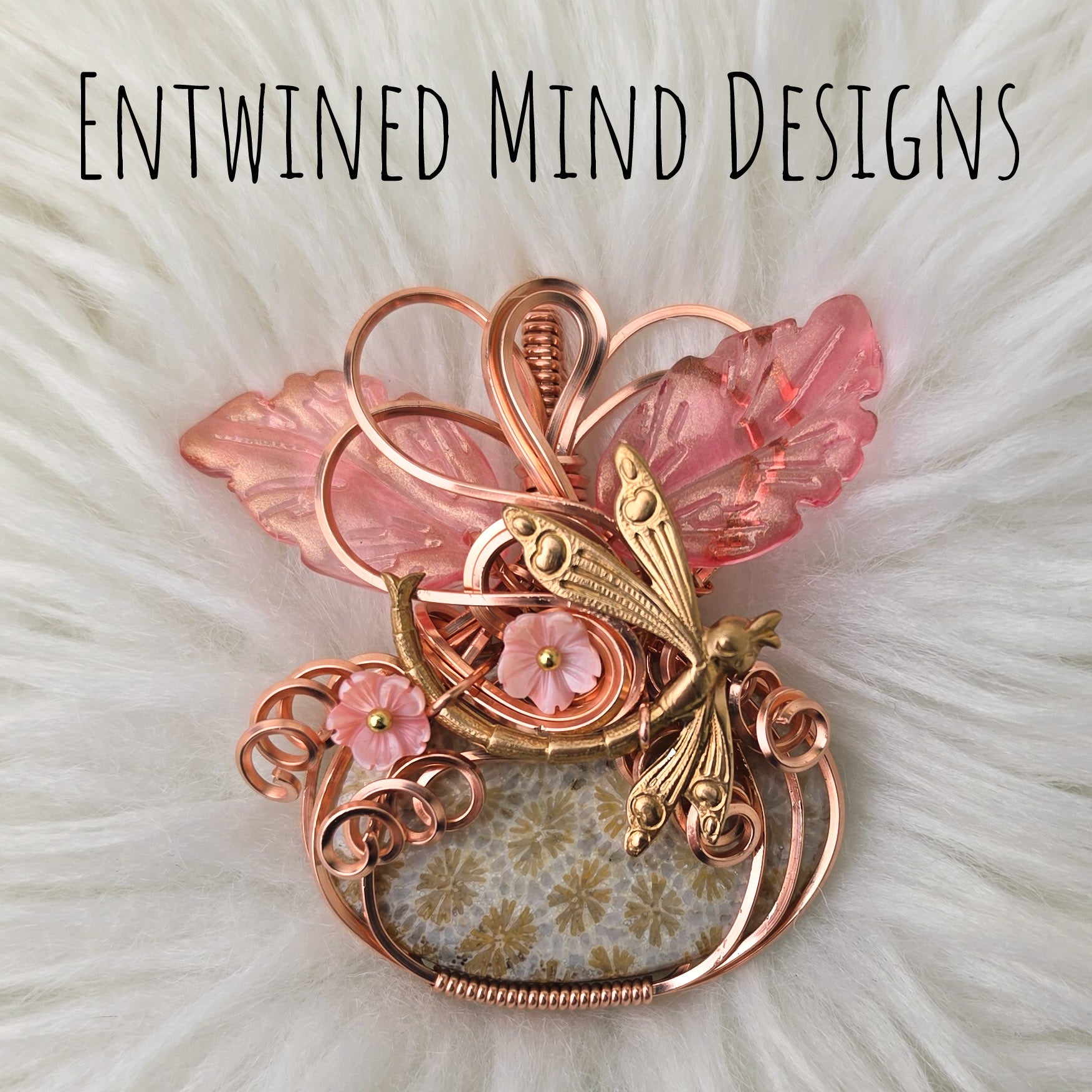 Fossil Coral Pumpkin Pendant In Copper