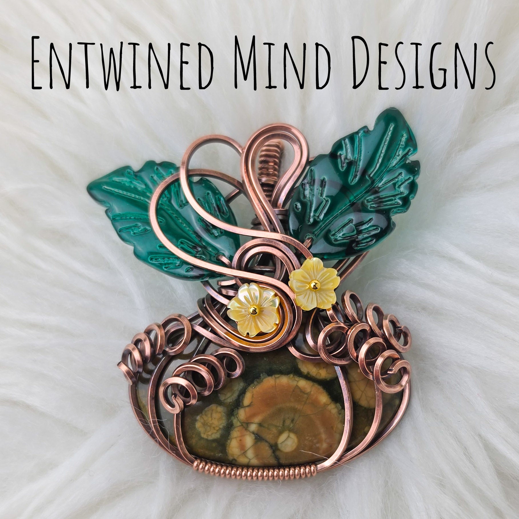 Ocean Jasper Pumpkin Pendant In Copper