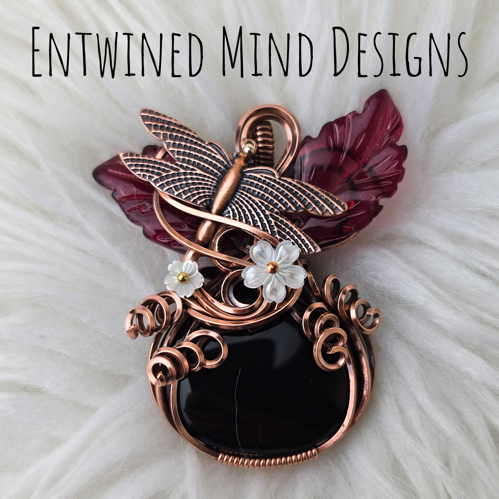 Black Onyx Pumpkin Pendant In Copper