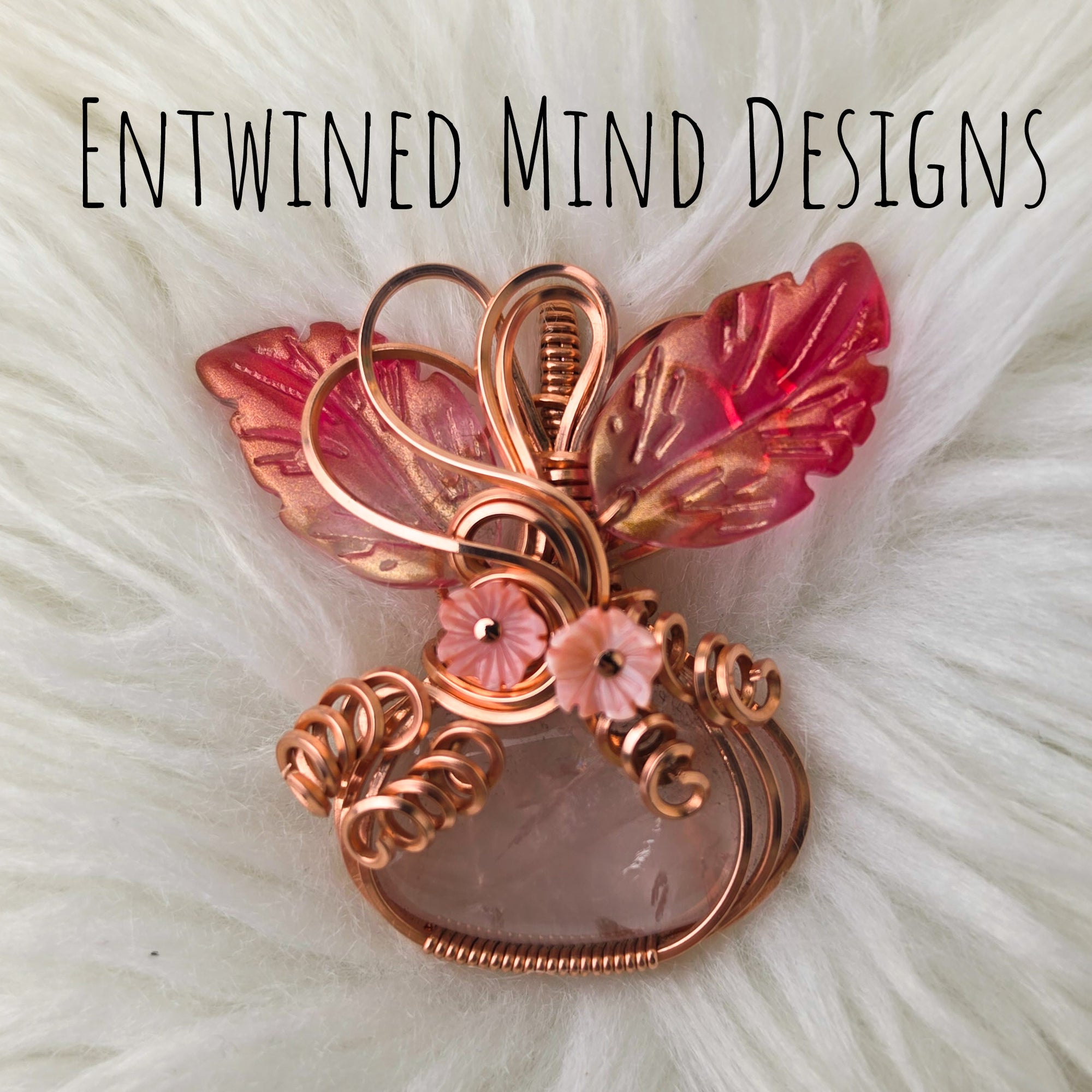 Rose Quartz Pumpkin Pendant In Copper