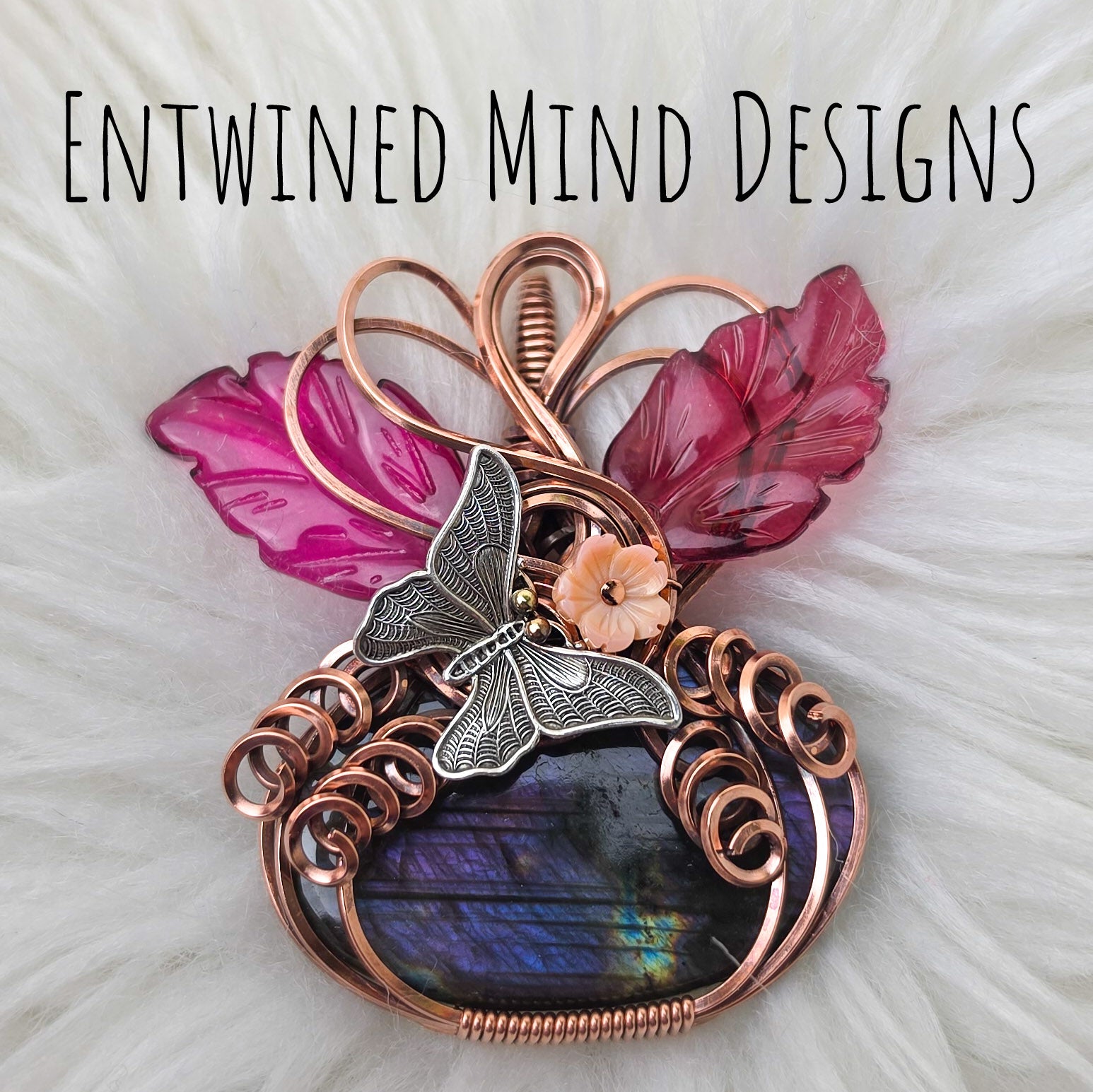 Purple Labradorite Pumpkin Pendant In Copper