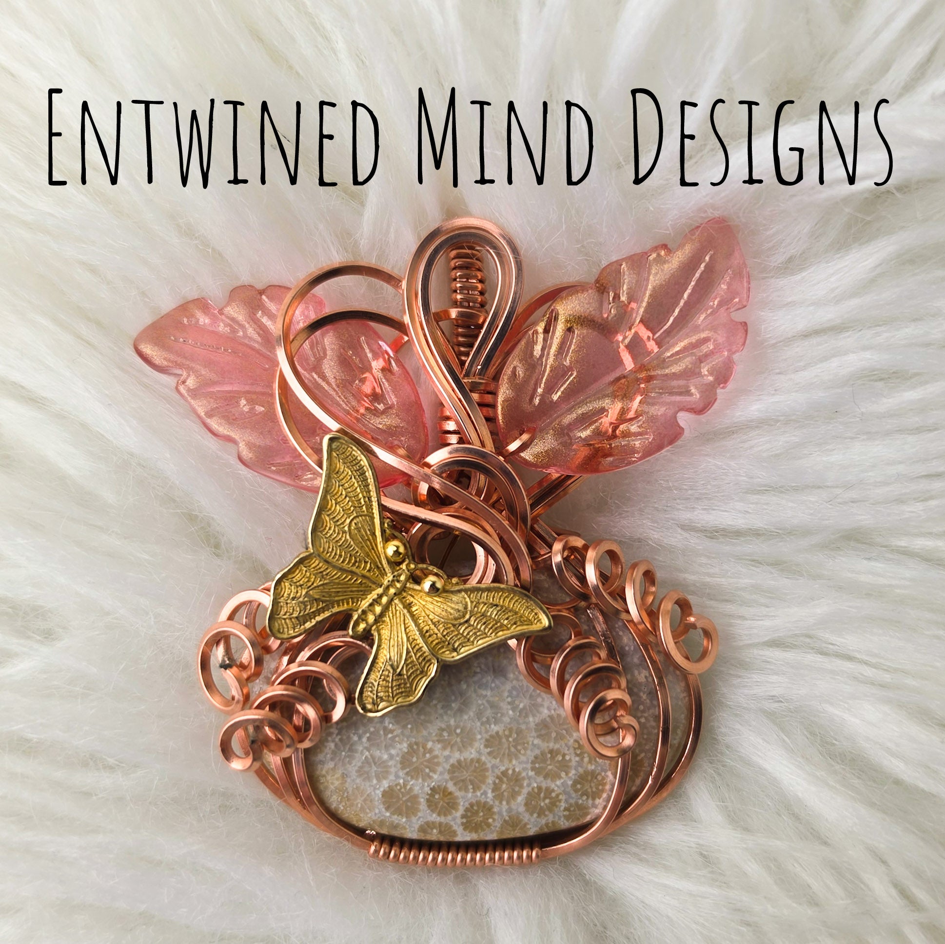 Fossil Coral Pumpkin Pendant In Copper