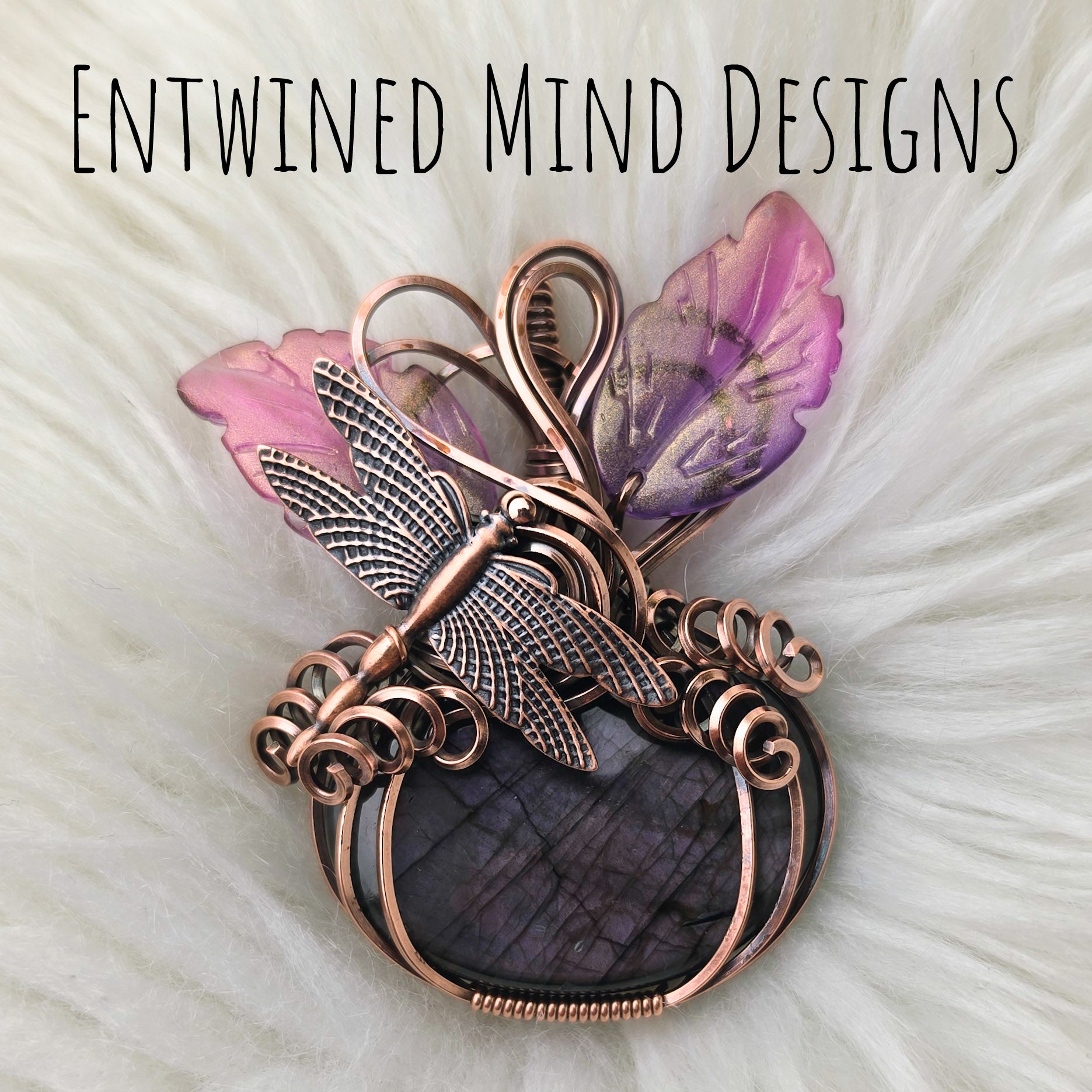 Purple Labradorite Pumpkin Pendant In Copper