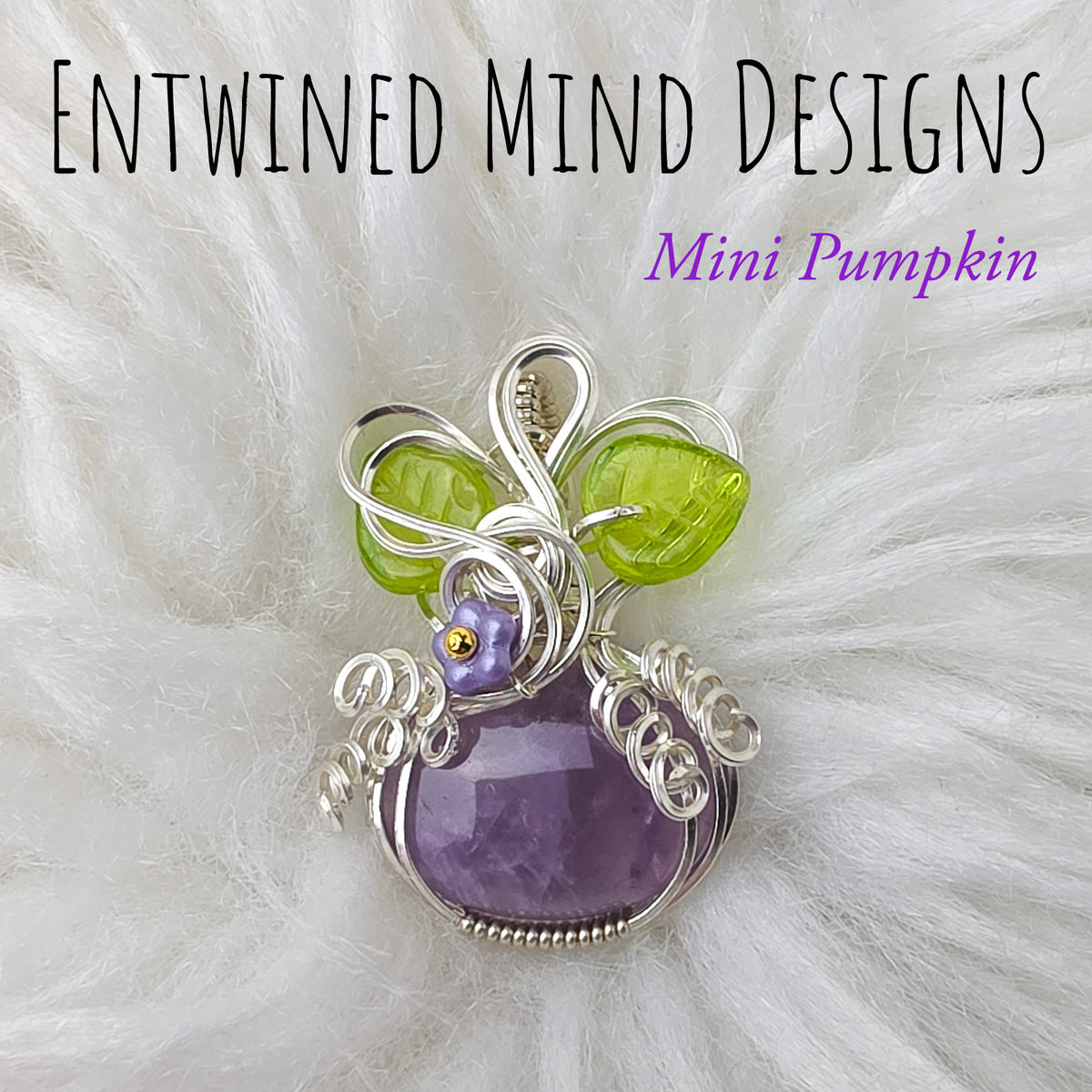 Amethyst and Sterling Silver Mini Pumpkin Pendant