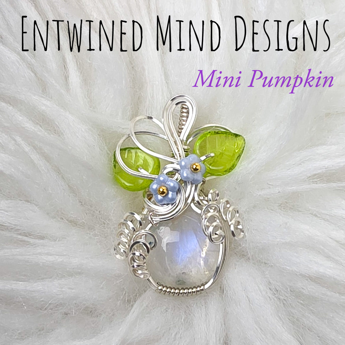 Moonstone and Sterling Silver Mini Pumpkin Pendant