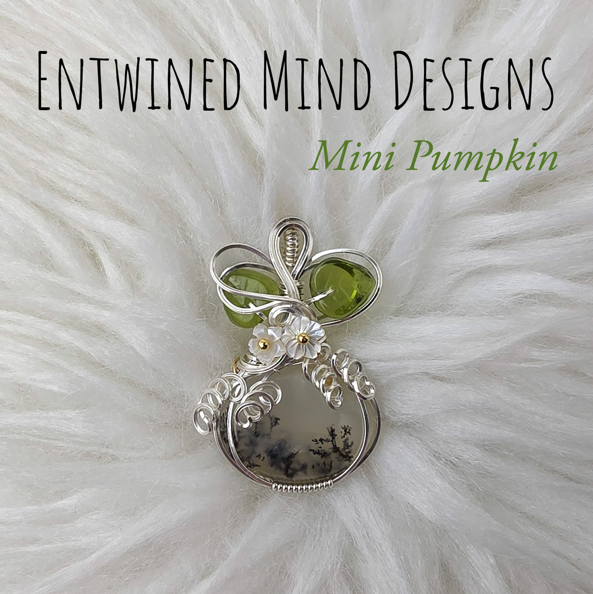 Dendritic Opal and Sterling Silver Mini Pumpkin Pendant