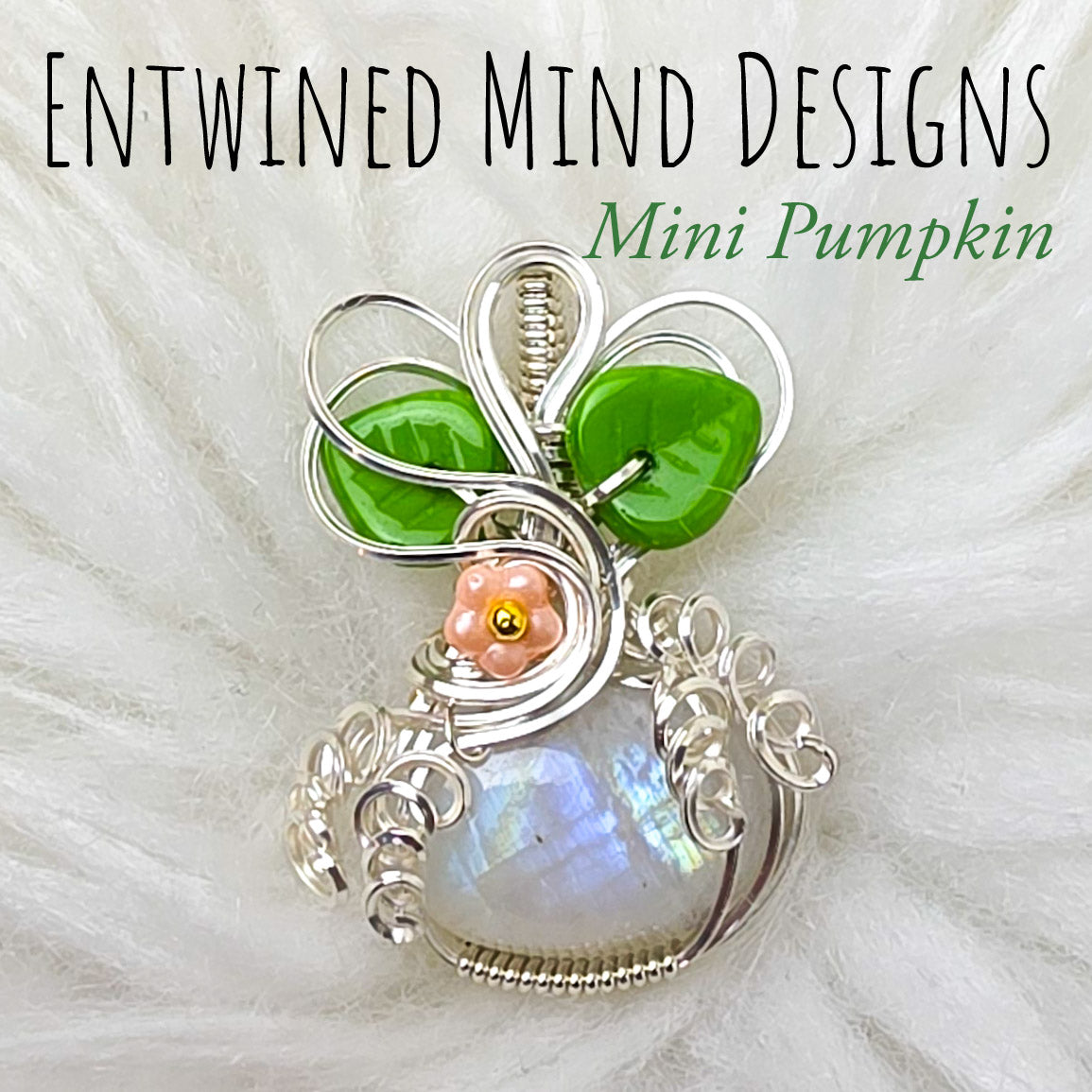 Moonstone and Sterling Silver Mini Pumpkin Pendant