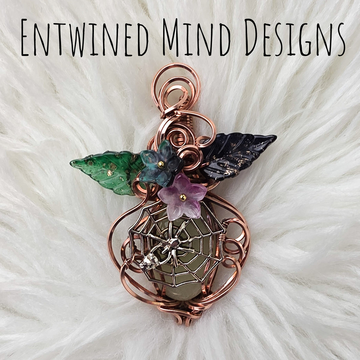 Glowing Spider Pendant In Copper