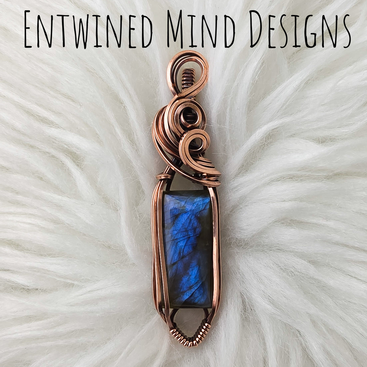 Blue Labradorite And Copper Pendant