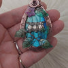 Labradorite And Owl Statement Pendant In Copper