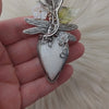 White Scolecite And Dragonfly Pendant In Sterling Silver