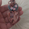 Artisan Cut Indonesian Lace Agate And Copper Heart Statement Pendant