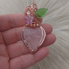 Rose Quartz Heart Pendant In Copper