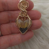 Rutilated Quartz and Citrine Gold Filled Heart Statement Pendant