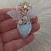 Artisan Cut Synthetic Opal, Sterling Silver And 14k Goldfilled Heart Pendant