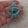 "Draun" Glass eye, Kingman Turquoise Statement Pendant In Sterling Silver