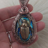 Scarab Beetle Labradorite In Copper Statement Pendant