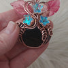 Black Onyx Pumpkin Pendant In Copper