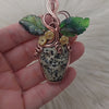 Dalmatian Jasper Skull Pumpkin Pendant In Copper