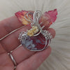 Red Aurora Plume Agate Doublet And Sterling silver Pumpkin Pendant