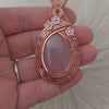 Rose Quartz Statement Pendant In Copper