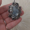 Owl, Dendritic Opal and Sterling Silver Statement Pendant