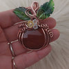 Carnelian Agate Pumpkin Pendant In Copper