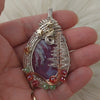 Christmas Tree And Red Aurora Plume Agate Doublet And Sterling silver Heart Pendant