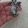 Owl, Dendritic Opal and Sterling Silver Statement Pendant