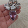 "Iris" 58ct Amethyst Statement Pendant In Sterling Silver And 14k Goldfilled Wire
