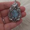 Mermaid And Moss Agate Statement Pendant In Sterling Silver