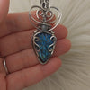 Carved Green Blue Labradorite Sterling Silver Pendant