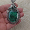 "Drogon" Malachite Dragon Pendant In Sterling Silver