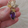 18ct Amethyst And 14k gold filled Statement Pendant