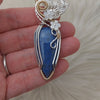 Artisan cute Dumortierite Sterling Silver And 14k Goldfilled Statement Pendant