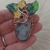 Quartz Skull Pumpkin Pendant In Copper