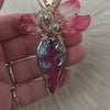 Red Aurora Plume Agate Doublet, Sterling Silver, And 14k Gold Filled Pendant