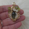 Moldavite Skull And Herkimer Diamond 14k Gold Filled Statement Pendant