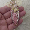 Australian Pink Opal, Sterling Silver, and 14k Gold Filled statement Pendant