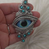 "Draco" Glass eye, Kingman Turquoise Statement Pendant In Sterling Silver