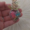 Dyed Lace Agate, Sterling Silver, and 14k Goldfilled Heart Pendant