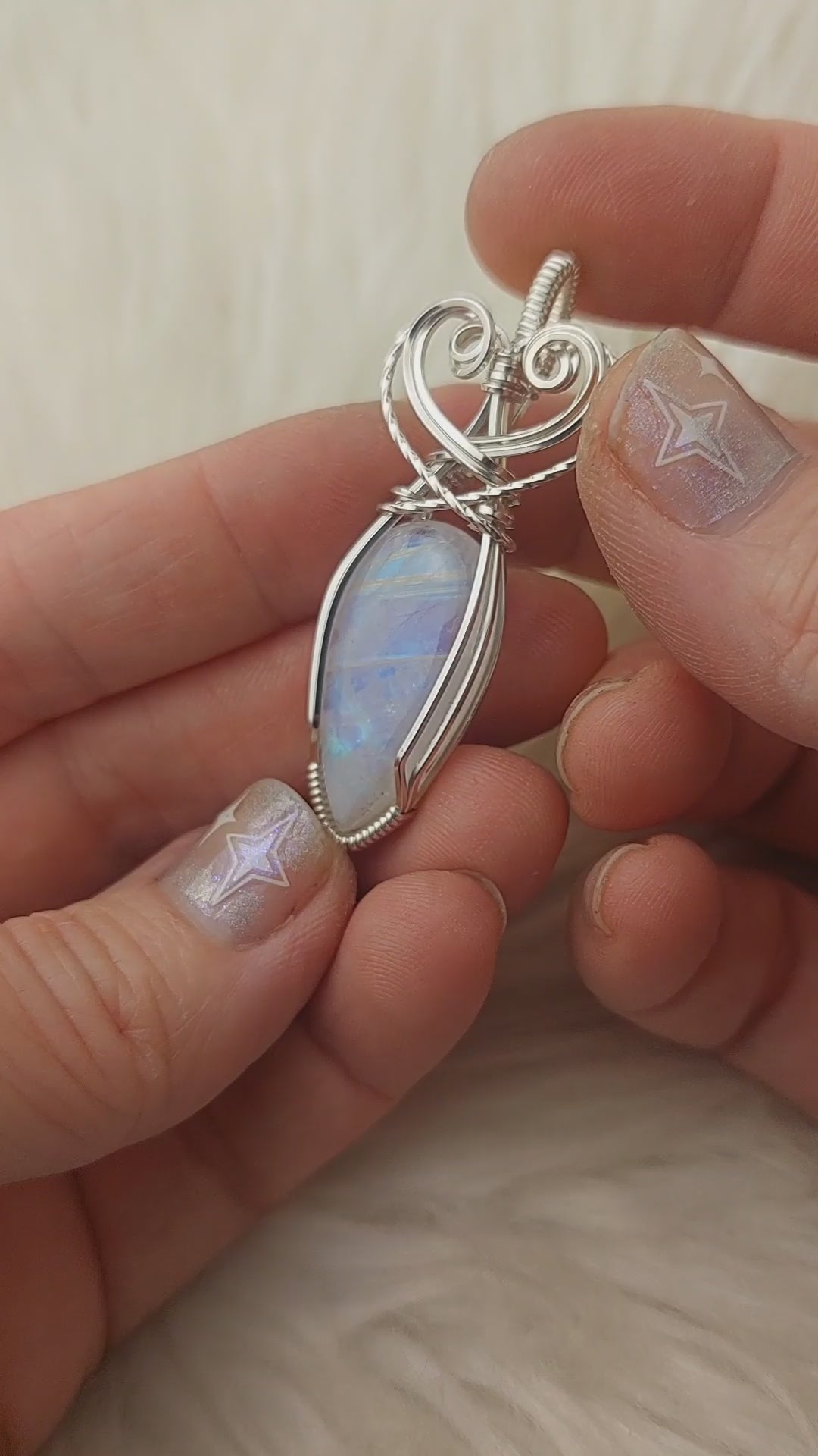 Necklace, Pierersite and moonstone sterling silver retailer wire wrapped pendant