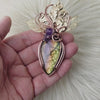 Rainbow Labradorite and Iris Copper Statement Pendant