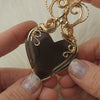 Large Artisan Cut Davis Creek Obsidian 14k Goldfilled Heart Statement Pendant